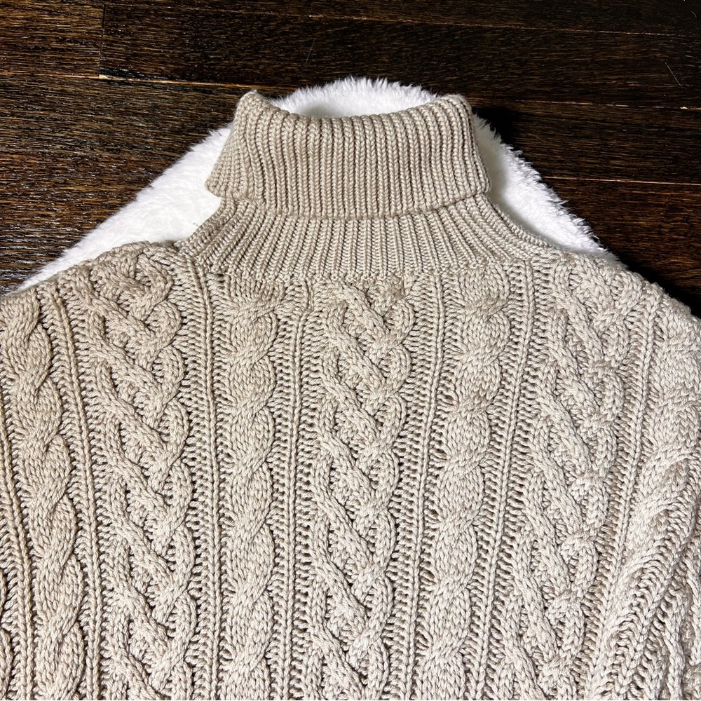 Ivan Grundahl Beige Merino Wool Cable Knit Turtleneck Sweater Dress Medium - Picture 5 of 14